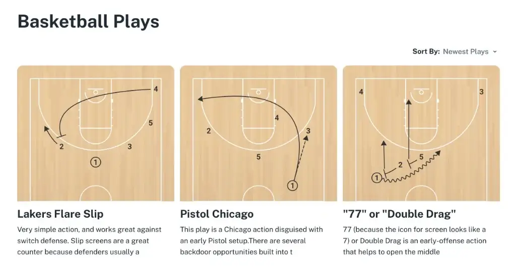 The Hoops Geek play library &mdash; a growing collection of animated basketball plays you can search, filter and watch